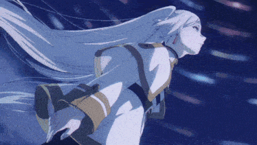 a drawing of a woman with long white hair