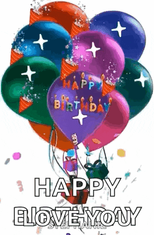 a bunch of balloons with the words `` happy birthday '' on them