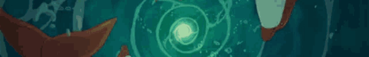 a cartoon of a shark swimming in the ocean with a light coming out of it 's mouth .