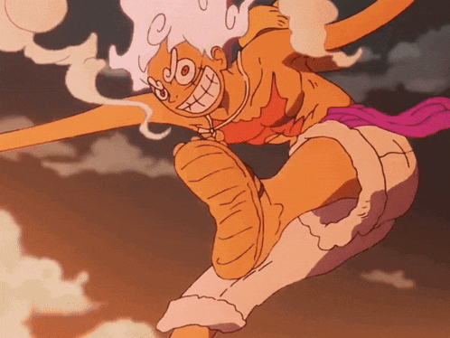a cartoon character is flying through the air with a pink scarf around his neck