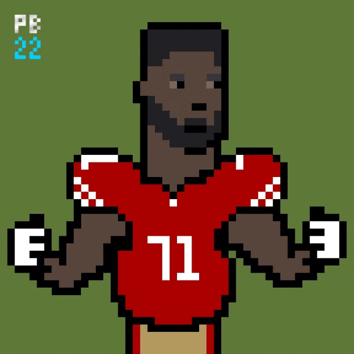 a pixel art of a football player with the number 11 on his shirt