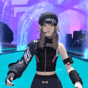 a woman in a video game is wearing a jacket that says ' tcl ' on the sleeve