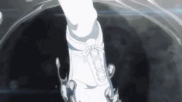 a black and white drawing of a person 's foot in a black hole .