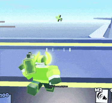 a screenshot of a video game shows a green robot with horns