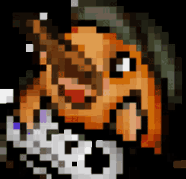 a pixel art drawing of a man with a hat
