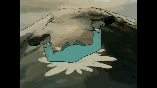 a cartoon drawing of a person falling off a mountain