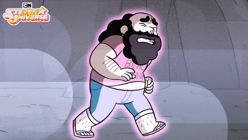 a cartoon character with a beard is wearing a shirt that says beach
