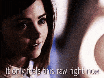 a close up of a woman 's face with the words " it only feels this raw right now "