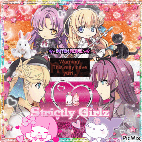 a picture of strictly girlz anime characters with a warning that this may have yuri