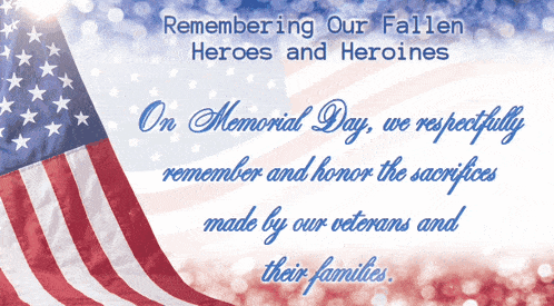 an american flag with the words " remembering our fallen heroes and heroines "