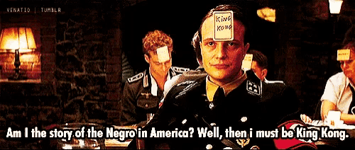 a man in a military uniform says " am i the story of the negro in america well then i must be king kong