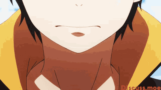 a close up of a person 's face with the words discuss.mee written below it