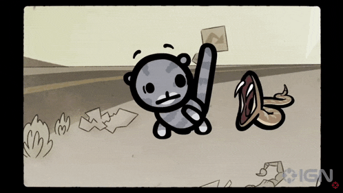 a cartoon drawing of a cat with the word ign on the bottom left