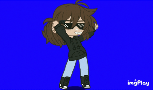 a drawing of a girl wearing sunglasses and a hoodie