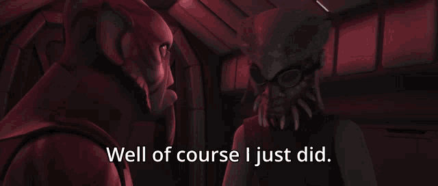 a man with a beard is talking to another man and the words well of course i just did