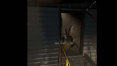 a screenshot of a video game that says use door on it