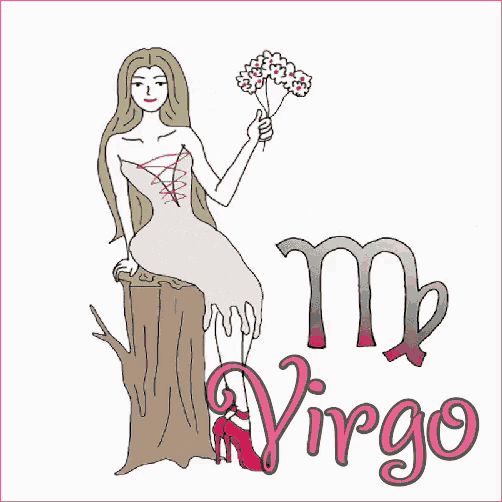 a drawing of a woman sitting on a tree stump holding a bouquet of flowers .