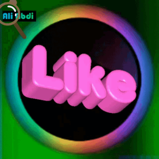 a rainbow colored circle with the word like inside of it