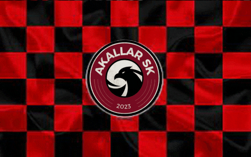 a black and red checkered background with a circle that says akallar sk