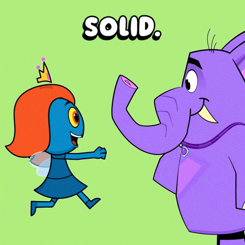 a cartoon of an elephant and a fairy with the words solid above them