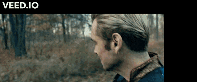 a close up of a man 's face with the words veed.io below