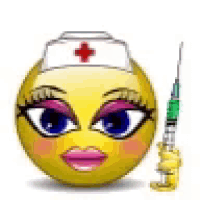 a nurse emoji is holding a syringe .