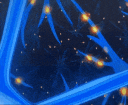 a computer generated image of a blue and orange background