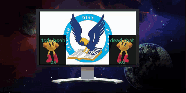 a computer monitor displays the logo for dian