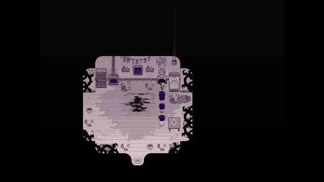 a purple room with a sign that says " i 'm sorry " on it