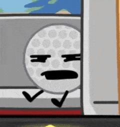 a cartoon of a golf ball with arms and legs is standing next to a cell phone .