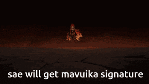 a drawing of a girl with red hair and the words sae will get mavuka signature