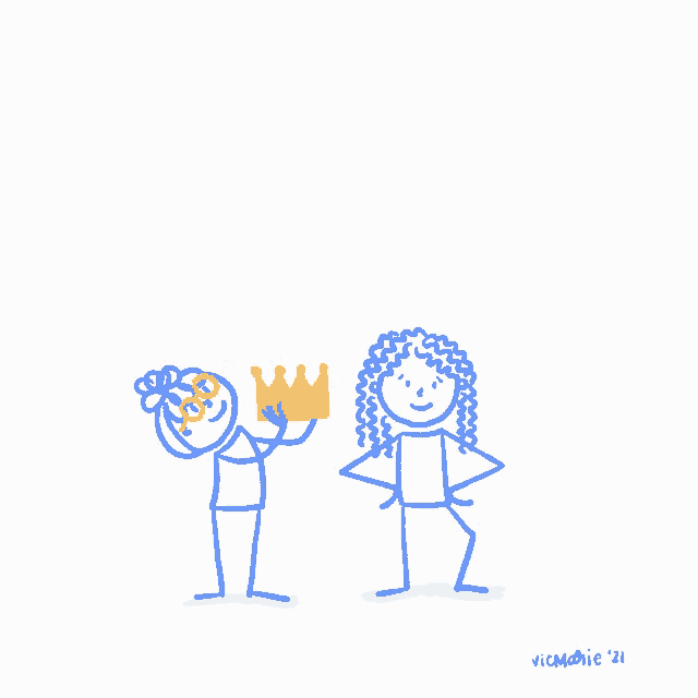 a drawing of a woman giving another woman a crown with the words happy birthday yami
