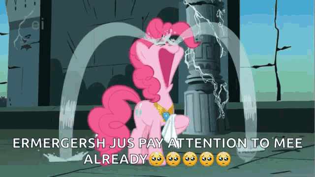 a cartoon of pinkie pie from my little pony screaming