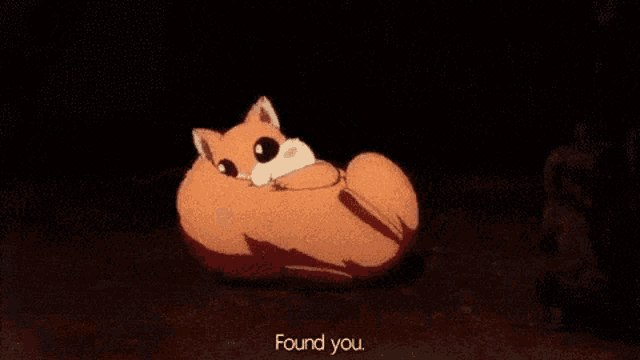 a cartoon squirrel is laying on its back in the dark .