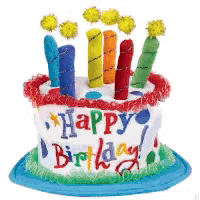 a happy birthday cake with candles on it