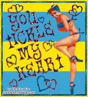 a picture of a woman in a bikini that says you tickle my heart by mrs fry for commentsjunkie.com
