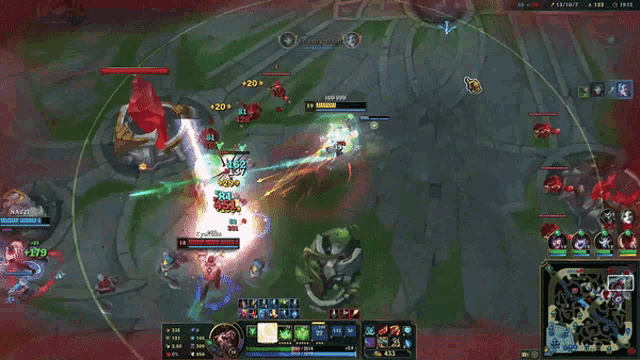 a screenshot of a league of legends game showing a player with a huge amount of damage