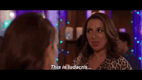 a woman is talking to another woman and says this is ludacris .