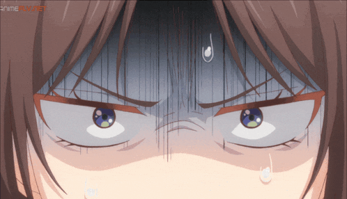 a close up of a girl 's face with a tear coming out of her nose
