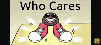 a cartoon of a fly with a pair of pink shoes and the words who cares above it