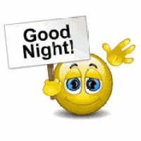 a smiley face holds up a sign that says good night