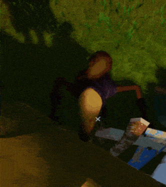 a painting of a person standing in the grass