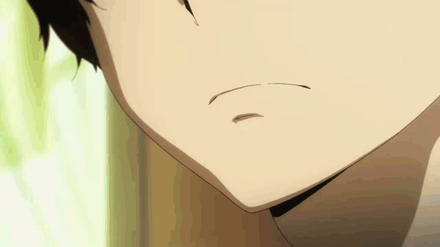 a close up of a person 's face with a slight smile on their face
