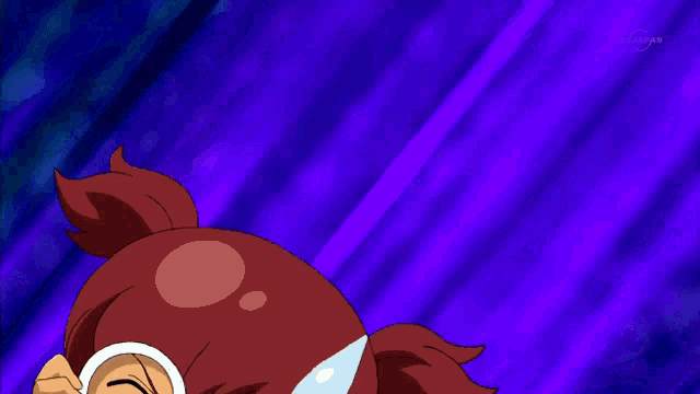 a cartoon character with glasses and a purple background that says tv tokyo on the bottom