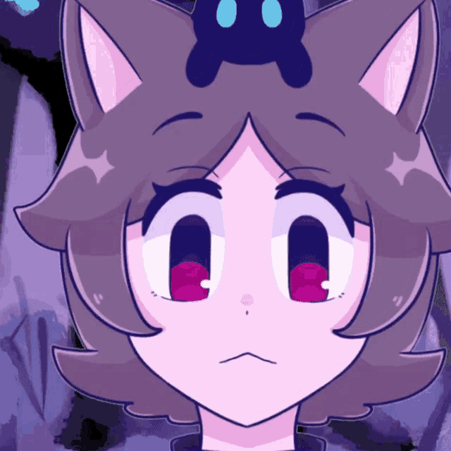 a drawing of a cat with a skull on her head