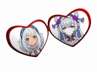 two hearts with two anime girls inside of them
