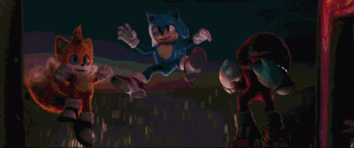 sonic the hedgehog and knuckles the echidna are fighting in a city at night