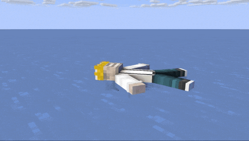 a minecraft character is laying in the water