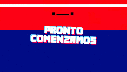 a red and blue background with pronto comenzamos written in white