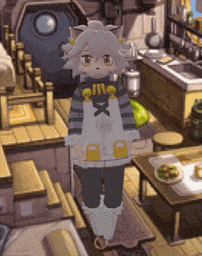 a pixel art drawing of a furry character with the letter x on her shirt